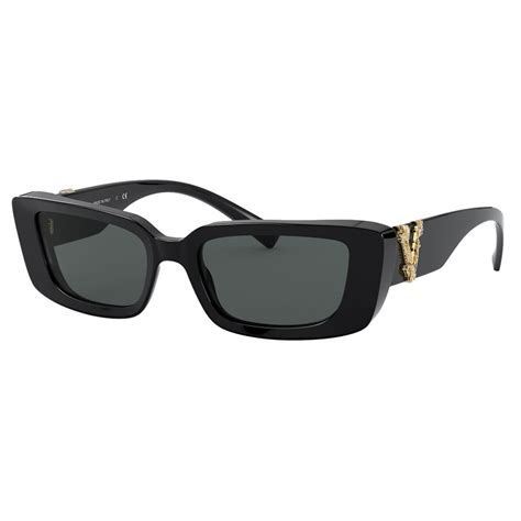 versace 63mm rectangle sunglasses on face|Versace rectangle sunglasses black.